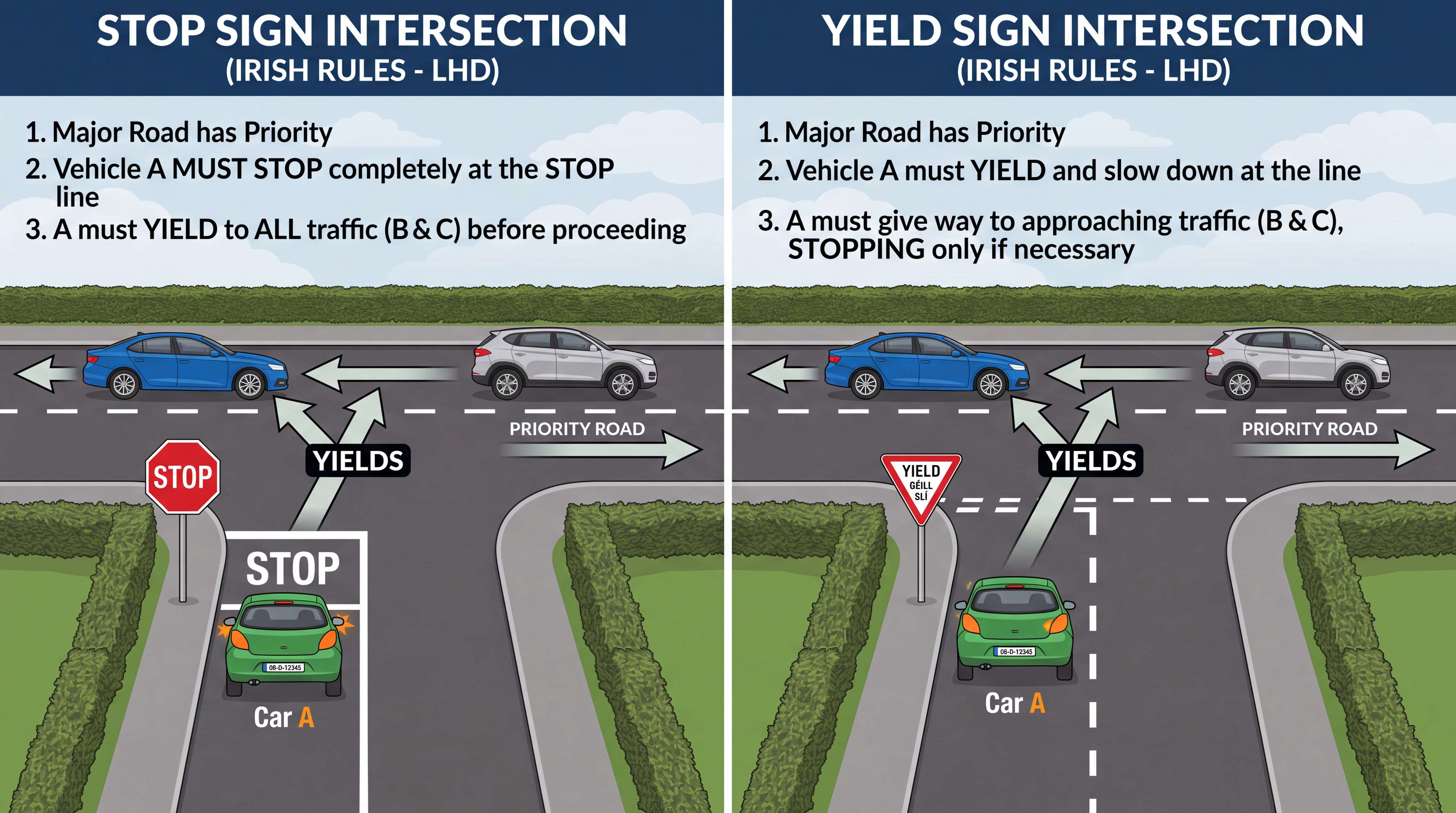 Priority, yield and right of way